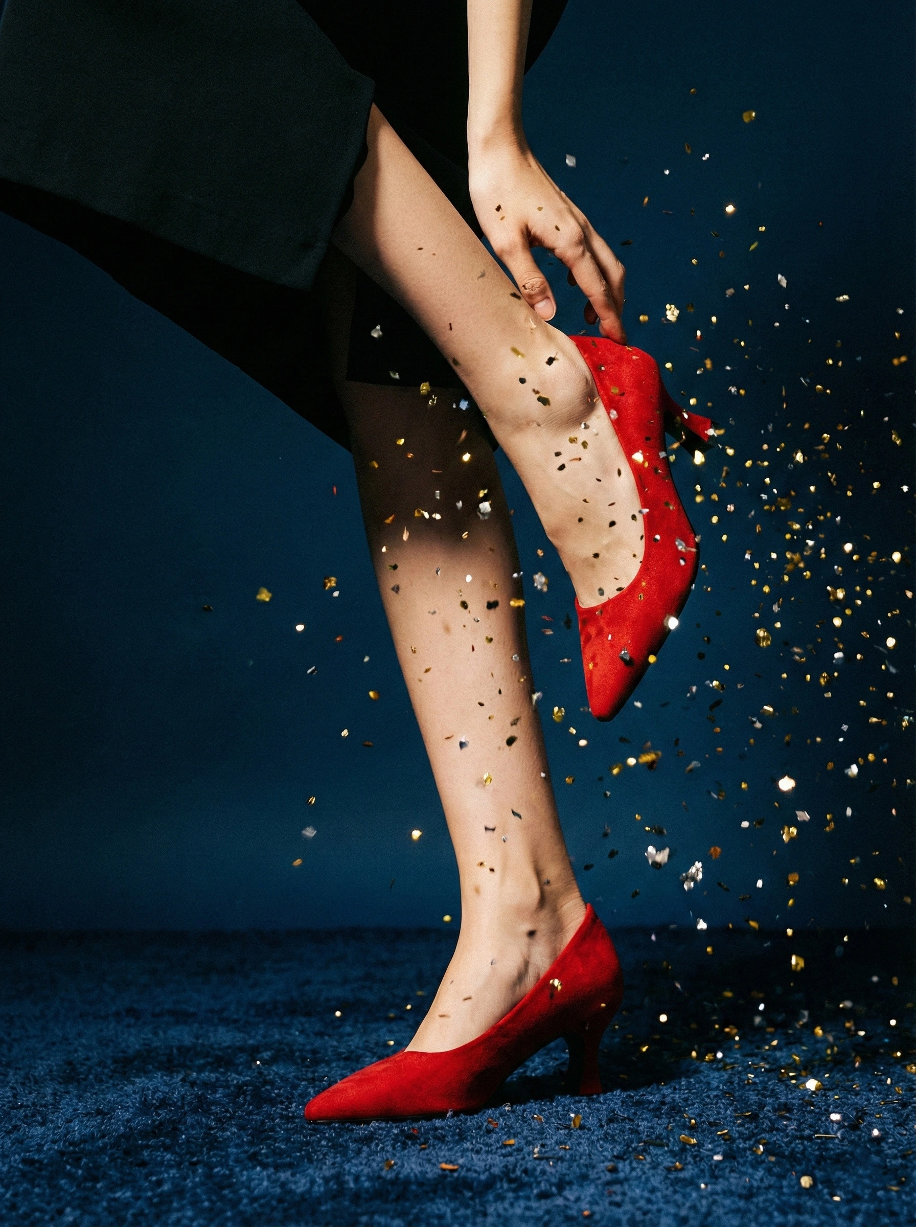 Туфли-лодочки красного цвета на среднем каблуке